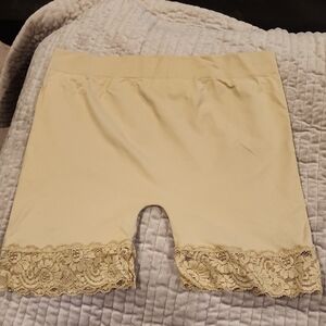 Cream Lace Trim Shorts